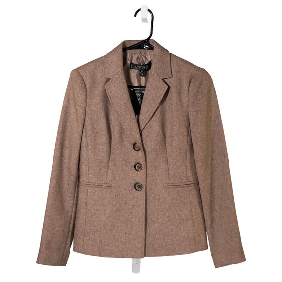 Kasper Women's Pant Suit Taupe Brown Three Button Straight Leg Lined 2 PC 2P NWT - Picture 1 of 15